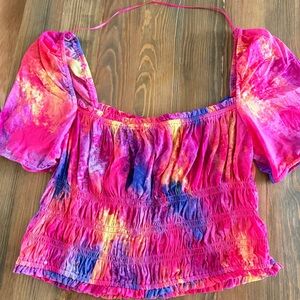 Bar III colorful mesh crop top